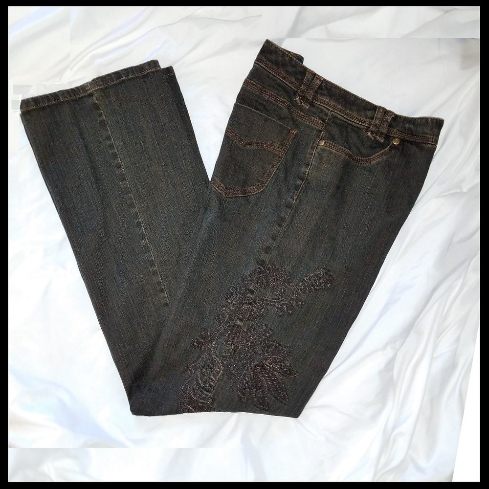 $5 SALE * size 8 TRIBAL Stretch Extensible "Java" wash Embroidered jeans